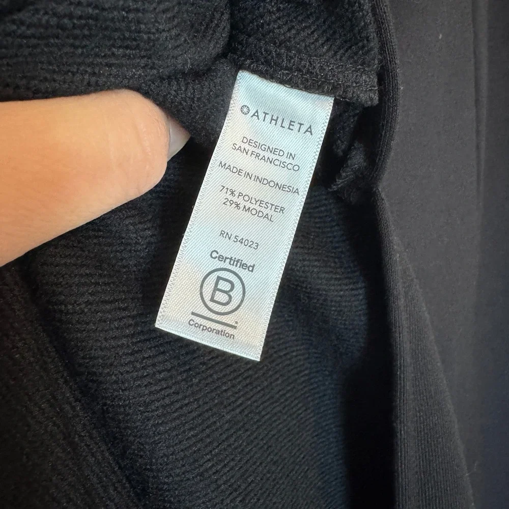 Athleta Black Coaster Luxe Sweatshirt Maxi Dress XL Short Sleeve Side Slit